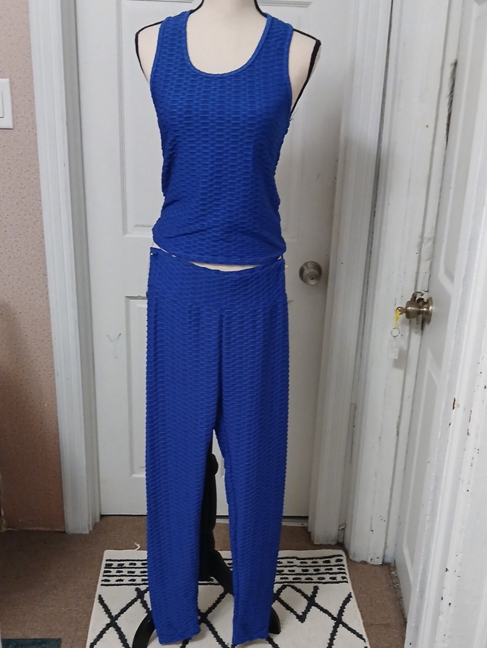 Women’s 3-Piece Textured Lounge Set - Blue - Picture 6 of 6